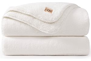UGG Whitecap Plush Throw Blanket Fleece Soft Fuzzy Throw Blankets for Couch or Bed, Home Decor, Winter Blanket, Machine Washable, 50-inch x 70-inch, White Snow