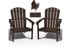 nevilywood Compact Stackable Adirondack Chairs Set of 2, 26.3" Wide HDPE Outdoor Patio Chairs - Durable, Space-Saving Design for Porch, Lawn or Garden, Coffee