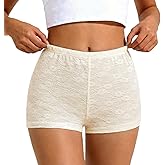 Waist Wow Women's Mini Shorts- Floral Lace Booty Shorts Low Rise Stretchy Pants for Rave Party