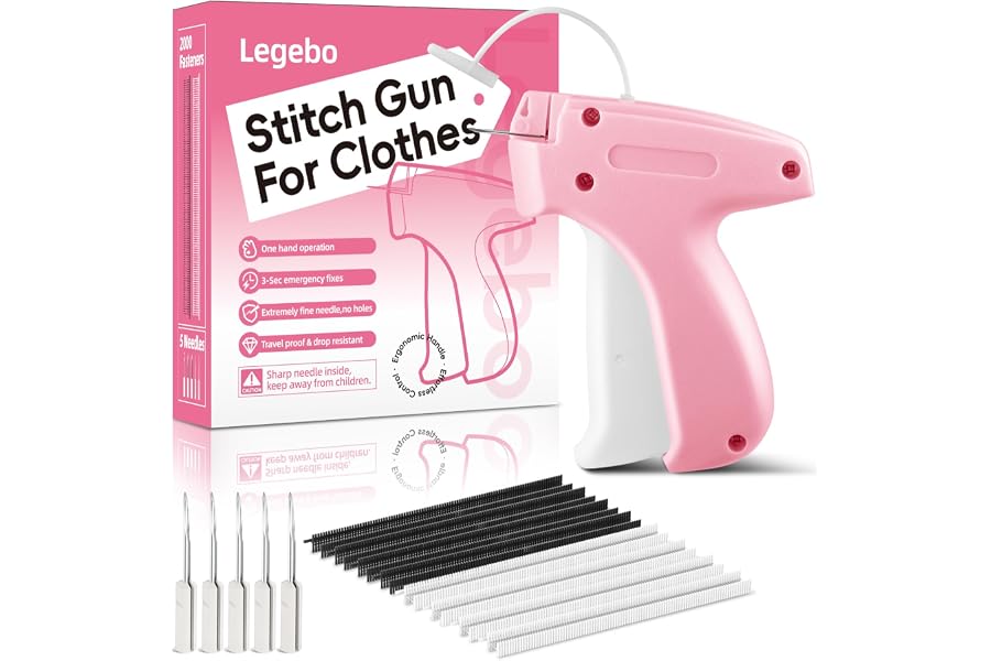 Legebo Upgraded Stitch Gun for Clothes, Handheld Quick Clothing Fixer, Clothing Tagging Gun for Home & Retail Use, Includes 6