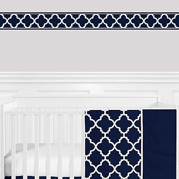 Amazon Com Sweet Jojo Designs Trellis Print Modern Lattice Wallpaper Wall Border For Navy And White Trellis Collection Baby
