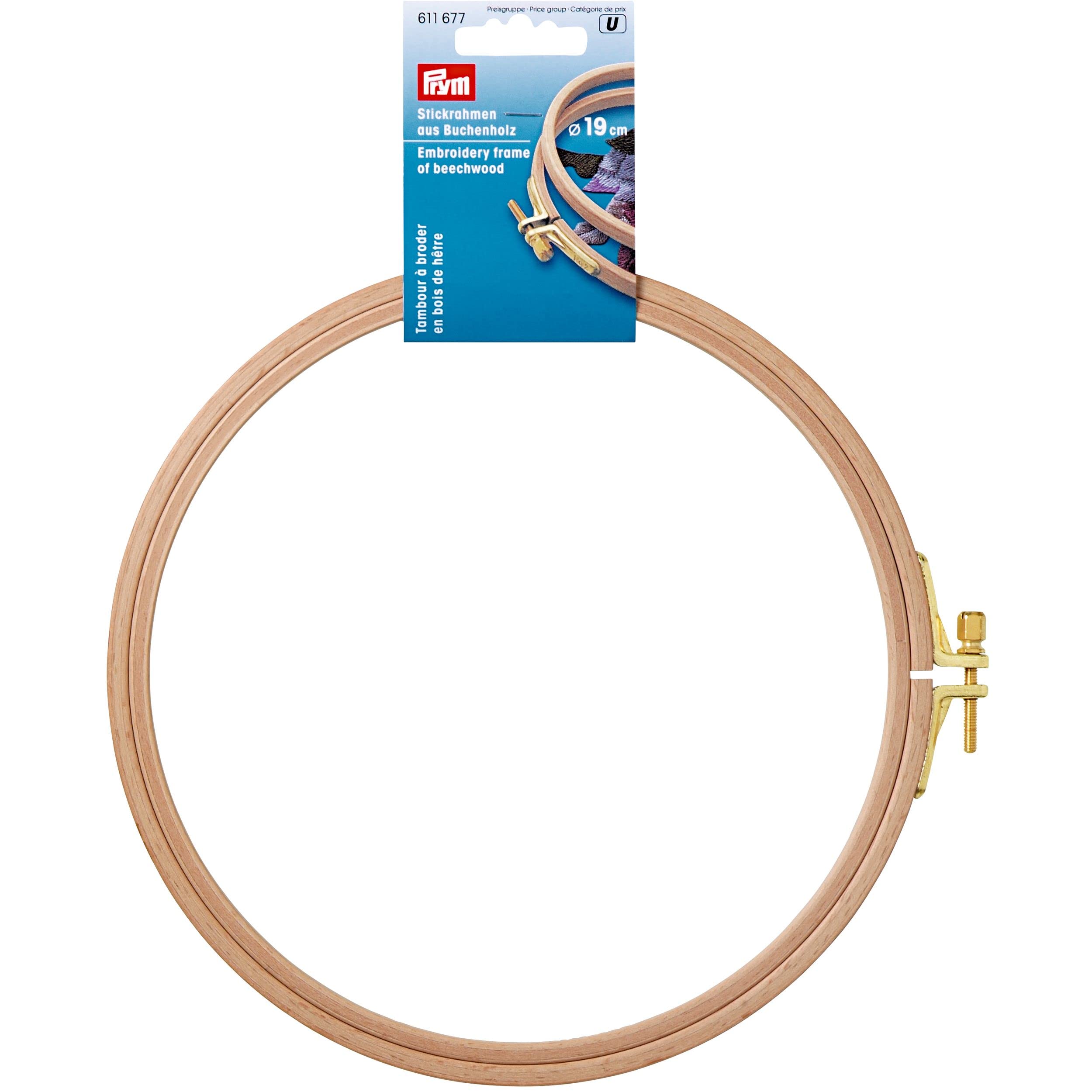 Prym - Prym Natural-Coloured (0.8x19cm) Beech Wood Embroidery Frame with Brass Screw - 1 Piece