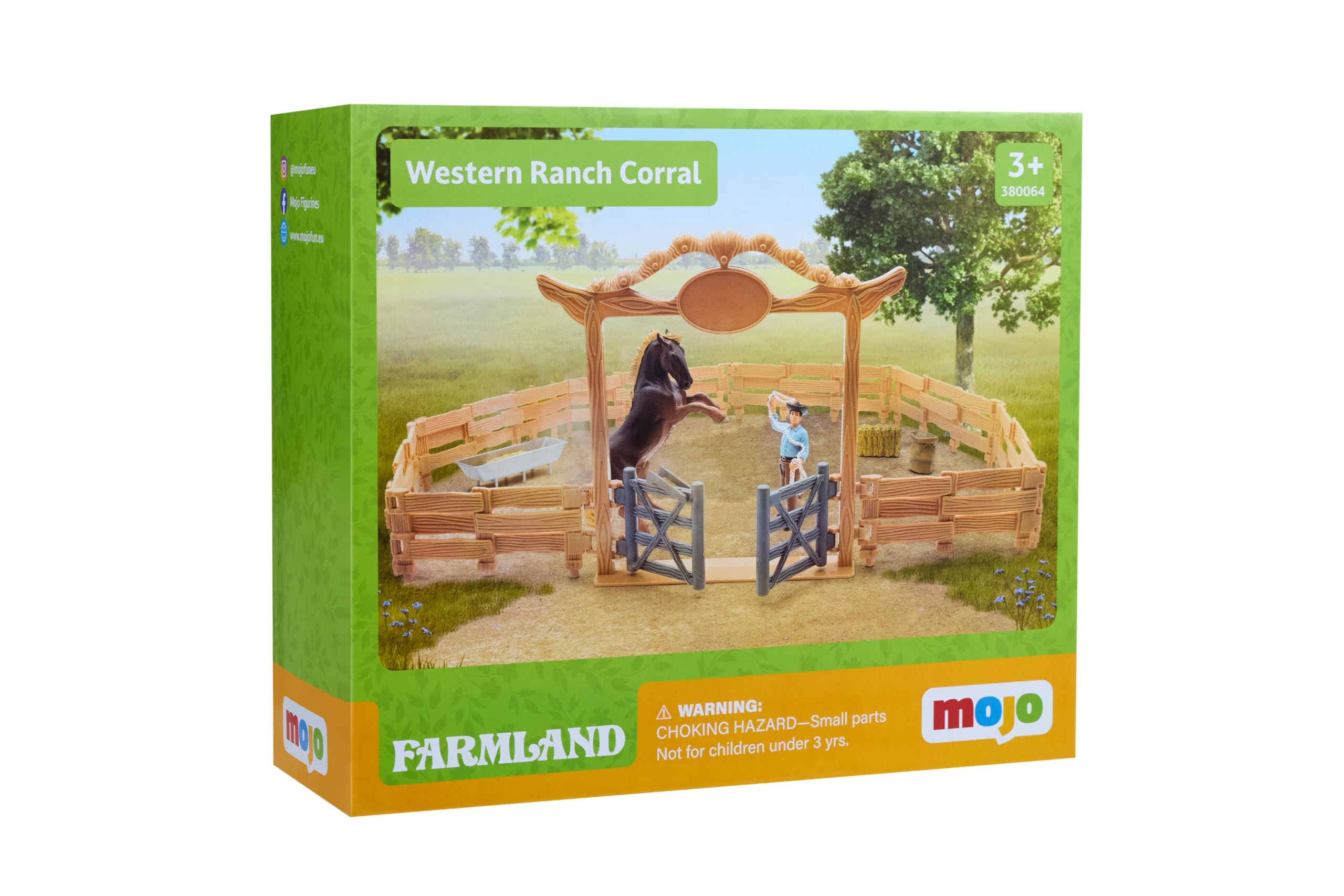 MOJO – Western Ranch Corral Playset with Horse and Cowboy | Farm & Horses Collection | True to Life & Highly Detailed | Designed in UK