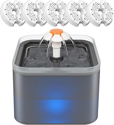 NICREW Cat Water Fountain 2L with LED Nightlight 5 Filters USB Pump