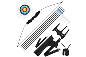 DOSTYLE Archery Takedown Recurve Bow and Arrow Set Hunting Long Bow Kit for Outdoor Shooting Training