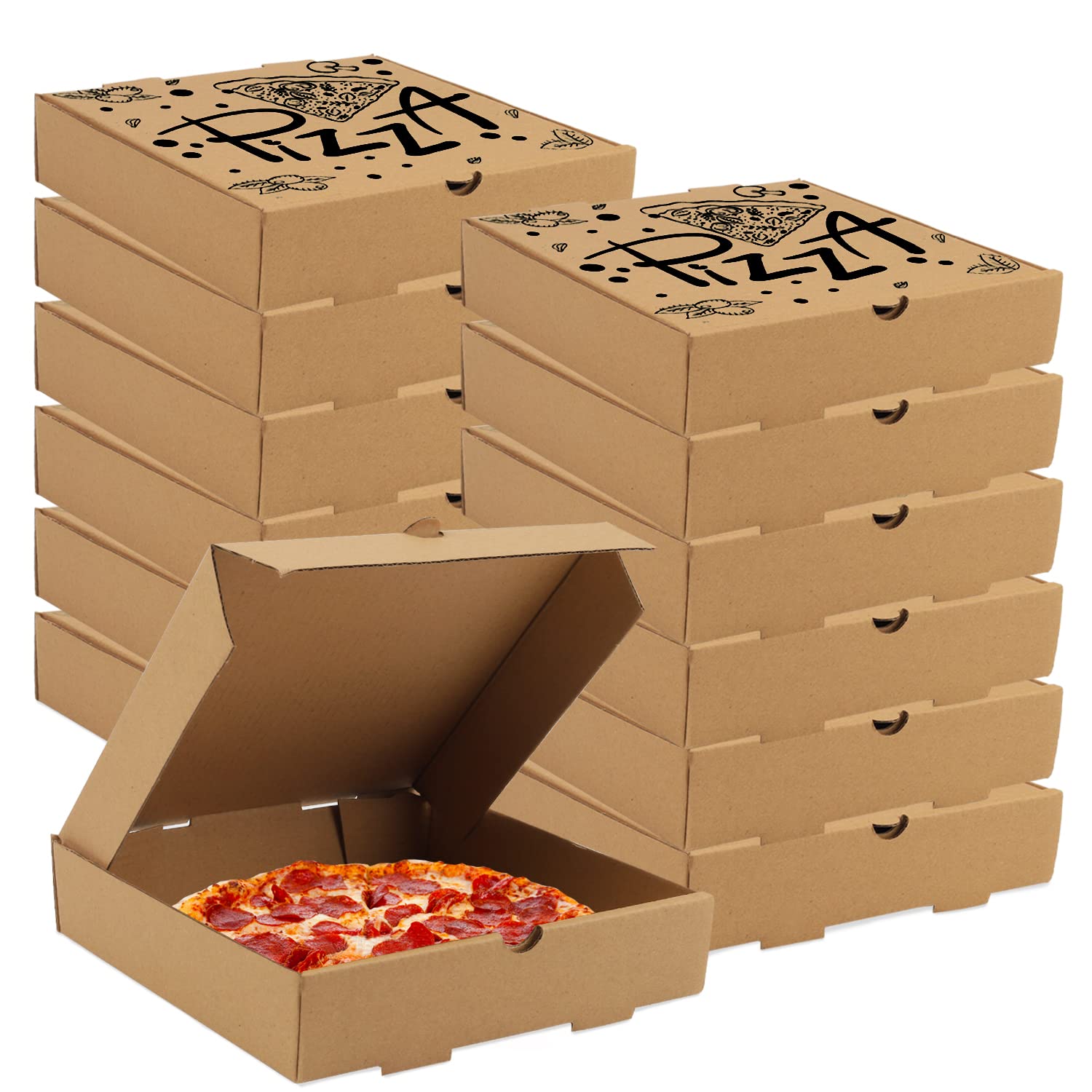 15 Pcs Pizza Boxes, 7.3 x 7.3 x 1.6" Kraft