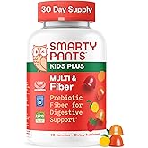 SmartyPants Kids Multivitamin & Fiber Gummies: Prebiotic Fiber to Support Kids Digestion with Vitamin D3, C, Vitamin B12, B6, A, Zinc, Biotin, Folate, Three Fruit Flavors, 90 Count (30 Day Supply)