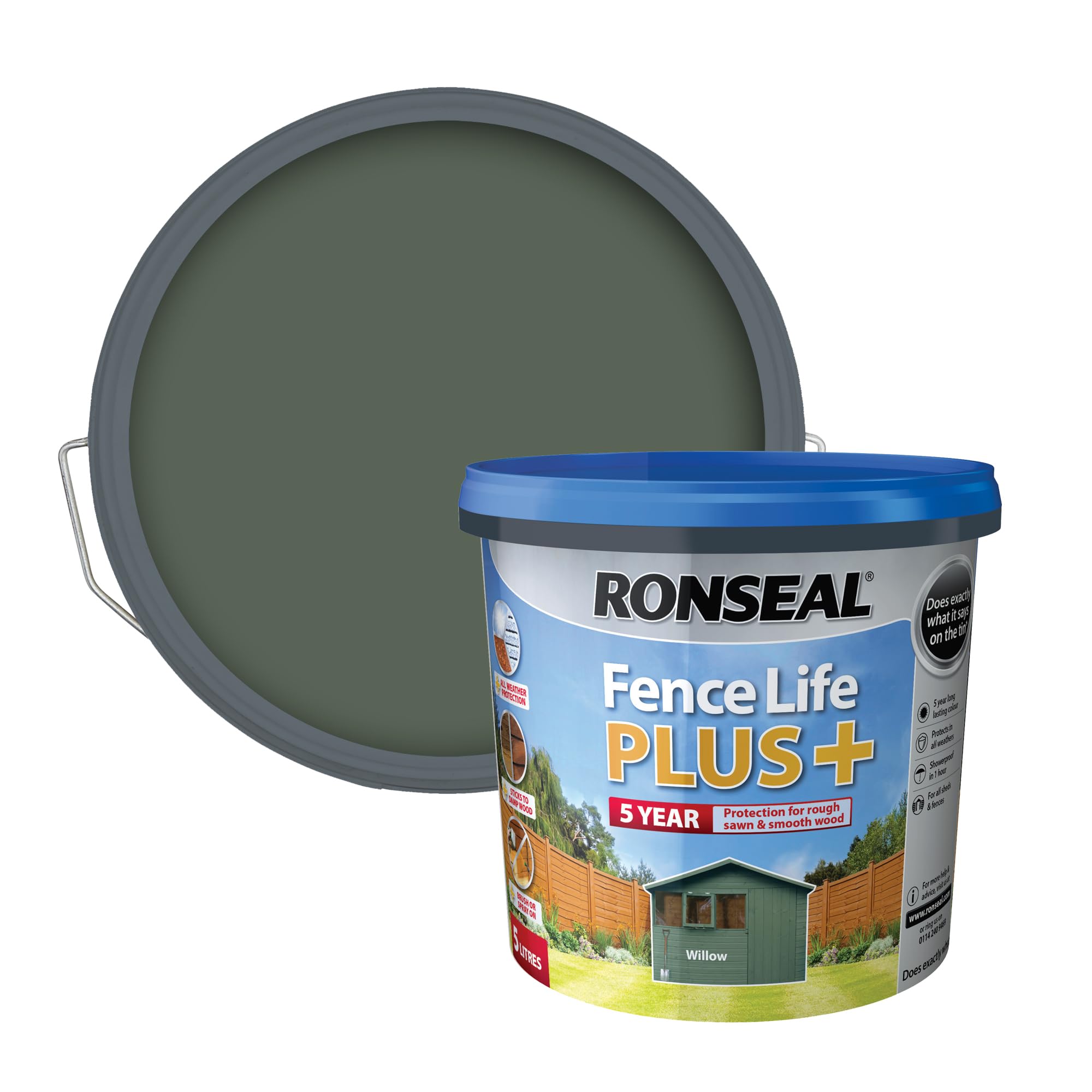 RONSEAL RSLFLPPW5L 5 Litre Fence Life Plus Paint - Willow