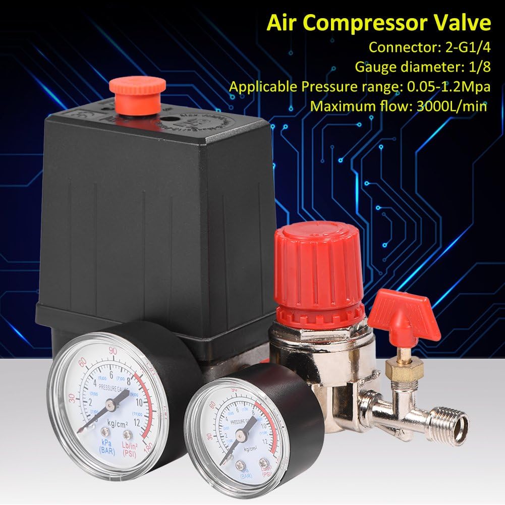 Small Plastic Air Compressor Pressure Switch, Lightweight Valve Regulator With Gauge, Replacement For Clarke Bandit 6L Oilless, 2Pcs - Image 4