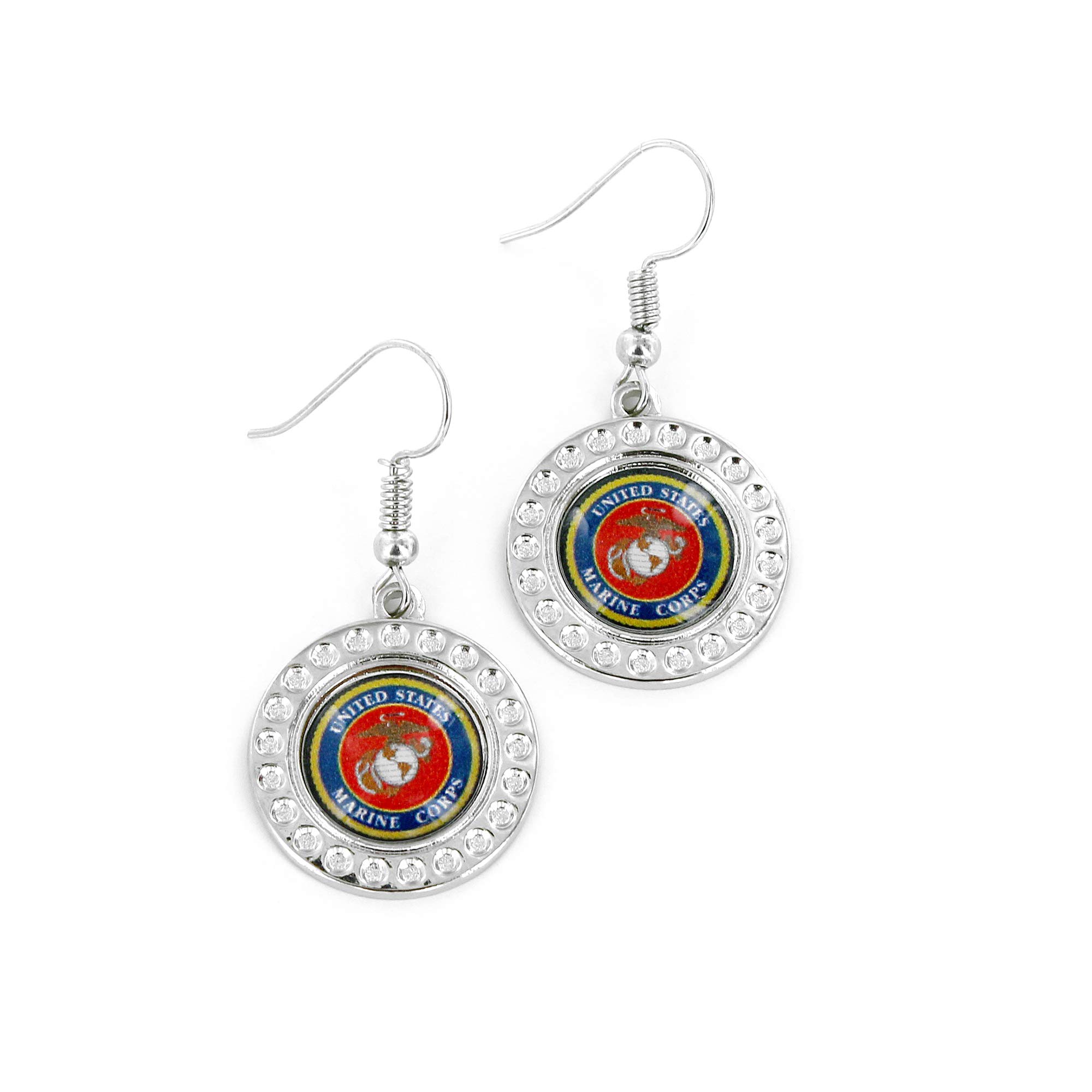 Photo 1 of Aminco United States Marine Corps Dimple Earrings, Red, 2.5