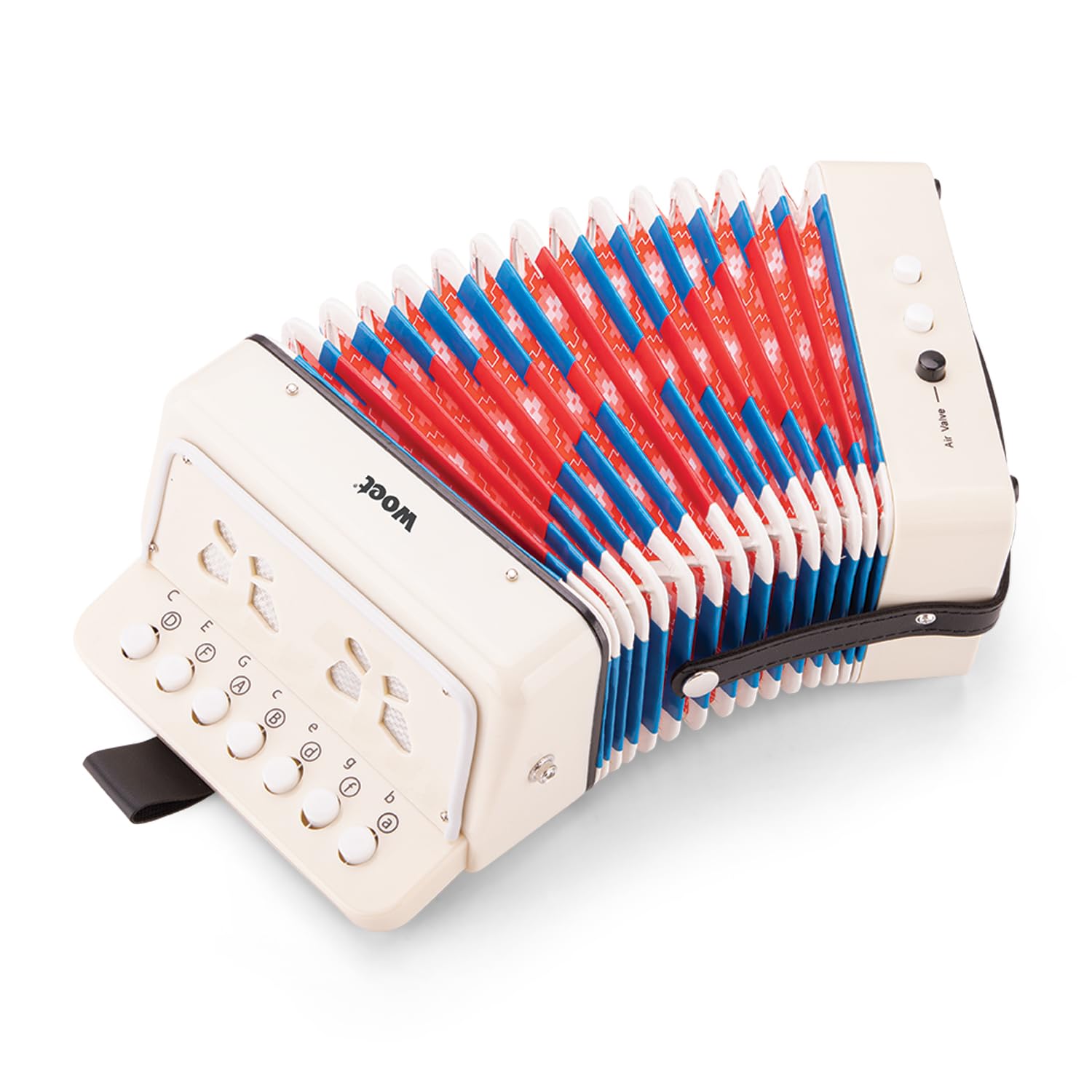 Woet® White Toy Accordion for Kids, Musical Instrument with Song Book and 8 Songs, Beginner Educational Music Toy, Musical Development, Creative Learning Gift for Children, Age 3 Years +