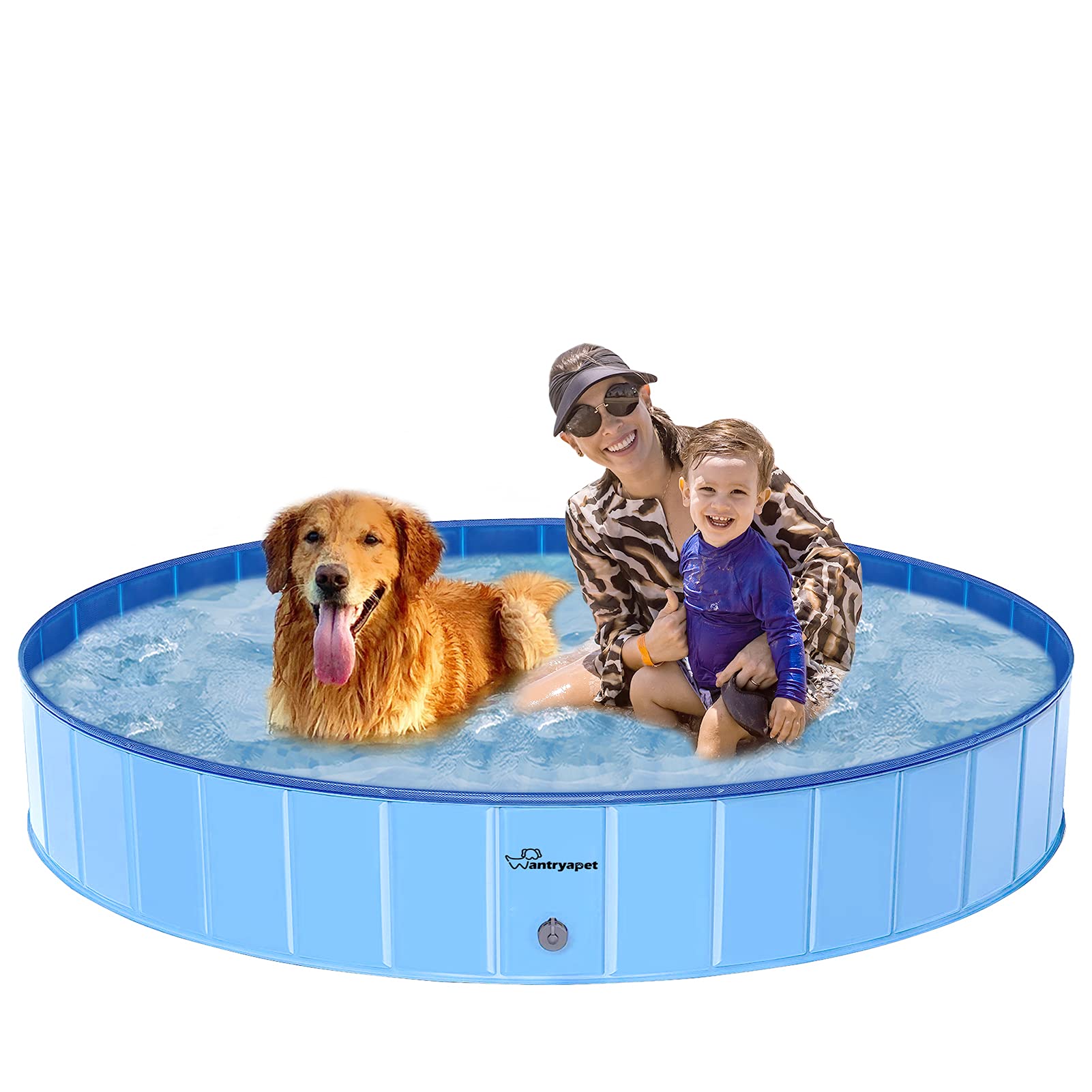 WANTRYAPET Foldable Dog Pool, 39.5"x 12" Dog Pools for Large Dogs Portable PVC Pet Swimming Pool, Slip-Resistant Material Kiddie Pool for Dogs Cats and Kids, Collapsible Pet Bathing Tub