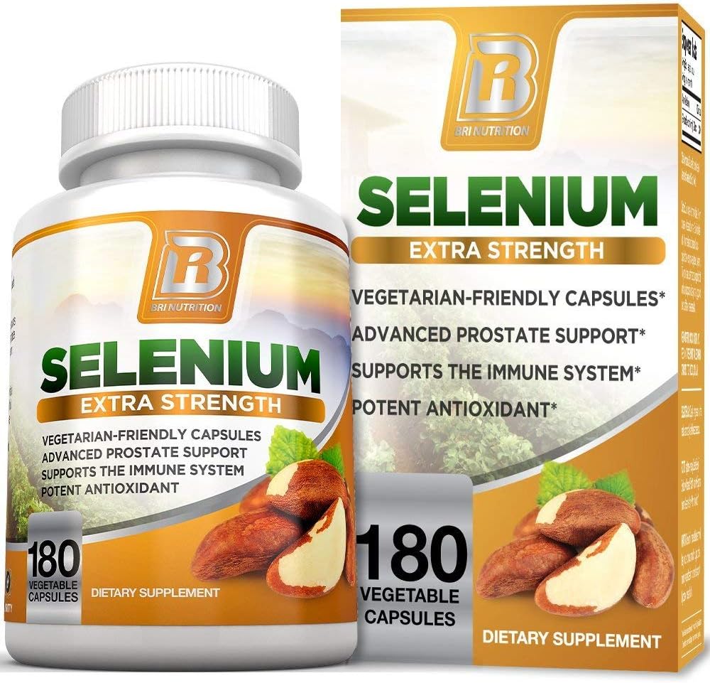 BRI Nutrition Selenium - Natural Antioxidant Supplements Helps to Fortify Immune System, Maintain Heart Health & Combat Free Radical Damage - 200mcg, 180 Vegetable Cellulose Capsules: Health & Personal Care