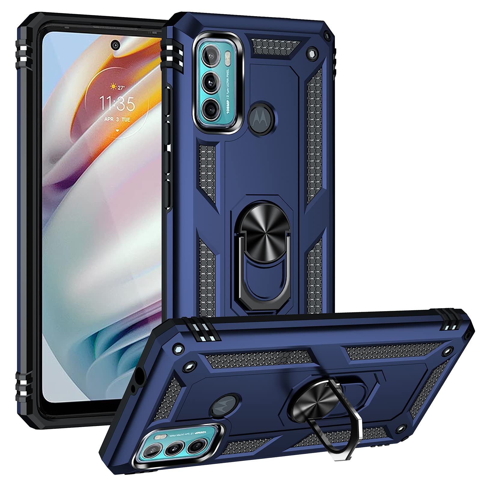 SHIEID Rugged Armor Case for Motorola Moto G60/G40 Fusion Shockproof and Bumper Back Cases with Kickstand Function Protective Phone Cover for Motorola Moto G60/G40 Fusion-Royal blue
