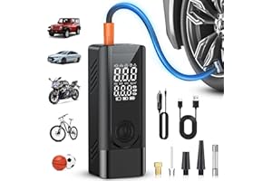 ZGZUXO Tire Inflator Portable Air Compressor, Cordless Battery Powered and 12V DC Dual Power Air Pump for Car Tires, Electric
