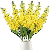 IPOPU 6pcs Yellow Delphinium Artificial Flowers 36.22in Silk Flowers Snapdragon Flowers Hyacinth Artificial Flowers Long Stem Flowers for Wedding Home Floral Centerpieces Decor(Yellow)