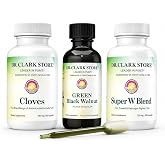 Dr Clark Store Intestine Support &amp; Cleanse Kit, Supports Intestinal Health | With Original Green Tincture From Black Walnut Hulls, Wormwood &amp; Cloves, 3-Piece Set, Gelatin Capsules