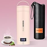 Travel Electric Kettle Portable Small Mini Tea Coffee Kettle Water Boiler, Water Heater with 4 Temperature Control,304 Stainless Steel with Auto Shut-Off & Boil Dry Protection, BPA-Free (Pink)