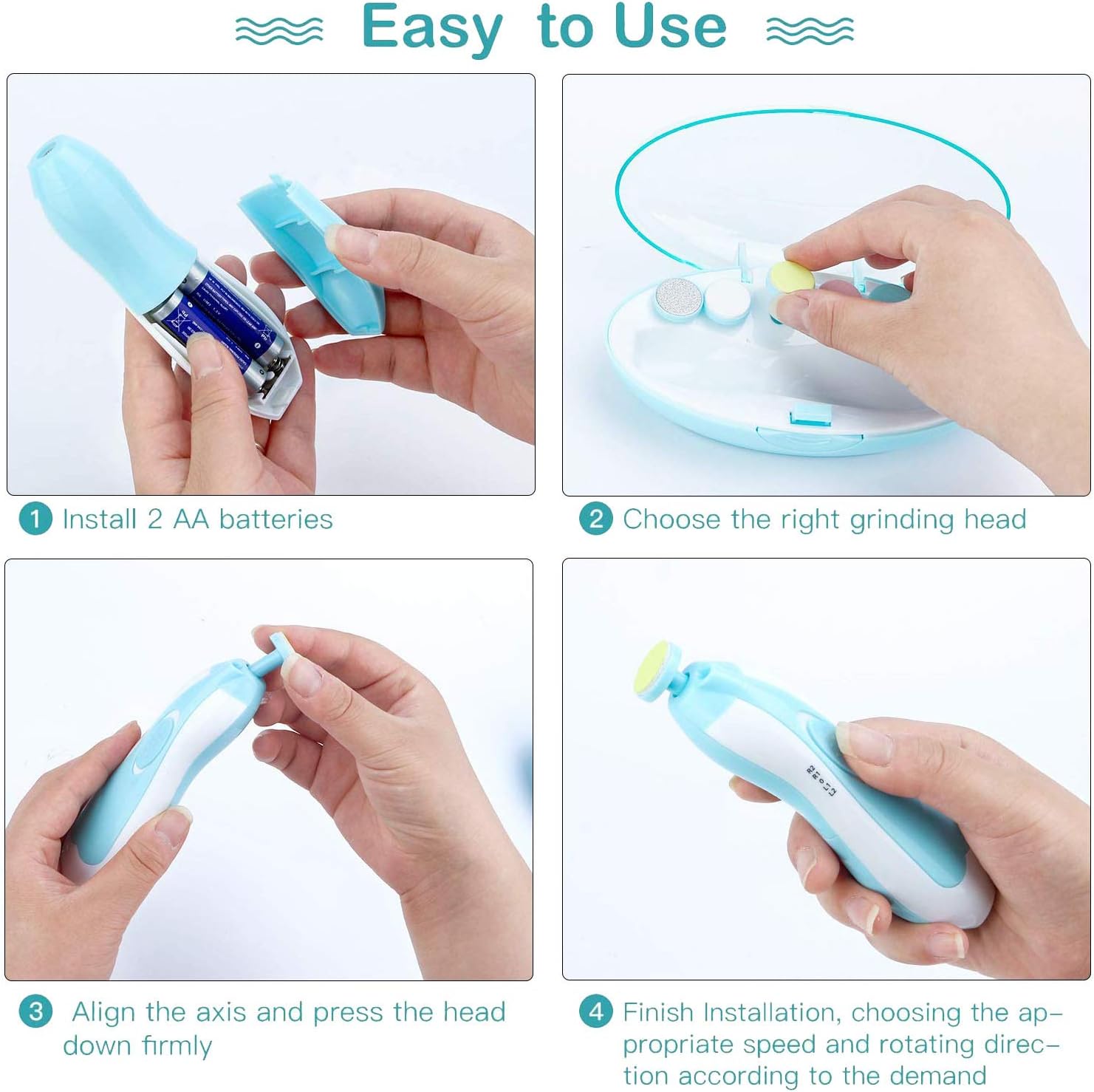 Baby Nail File Trimmer, Electric Baby Nail Clipper, 6 in 1 Baby Electric Nail File with Light, Infant Nail File - Image 5