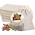 AHSNYLC Spice Bags for Cooking - 50PCS Reusable Tea Drawstring Bags,Reusable Sachet Drawstring Packing Cheesecloth Cold Brew