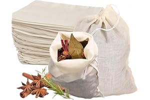 AHSNYLC Spice Bags for Cooking - 50PCS Reusable Tea Drawstring Bags,Reusable Sachet Drawstring Packing Cheesecloth Cold Brew 