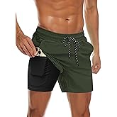 COOFANDY Men's Swim Trunks Bathing Suit with Compression Liner Pockets Quick Dry Swimsuit Beach Board Swim Short Swimwear