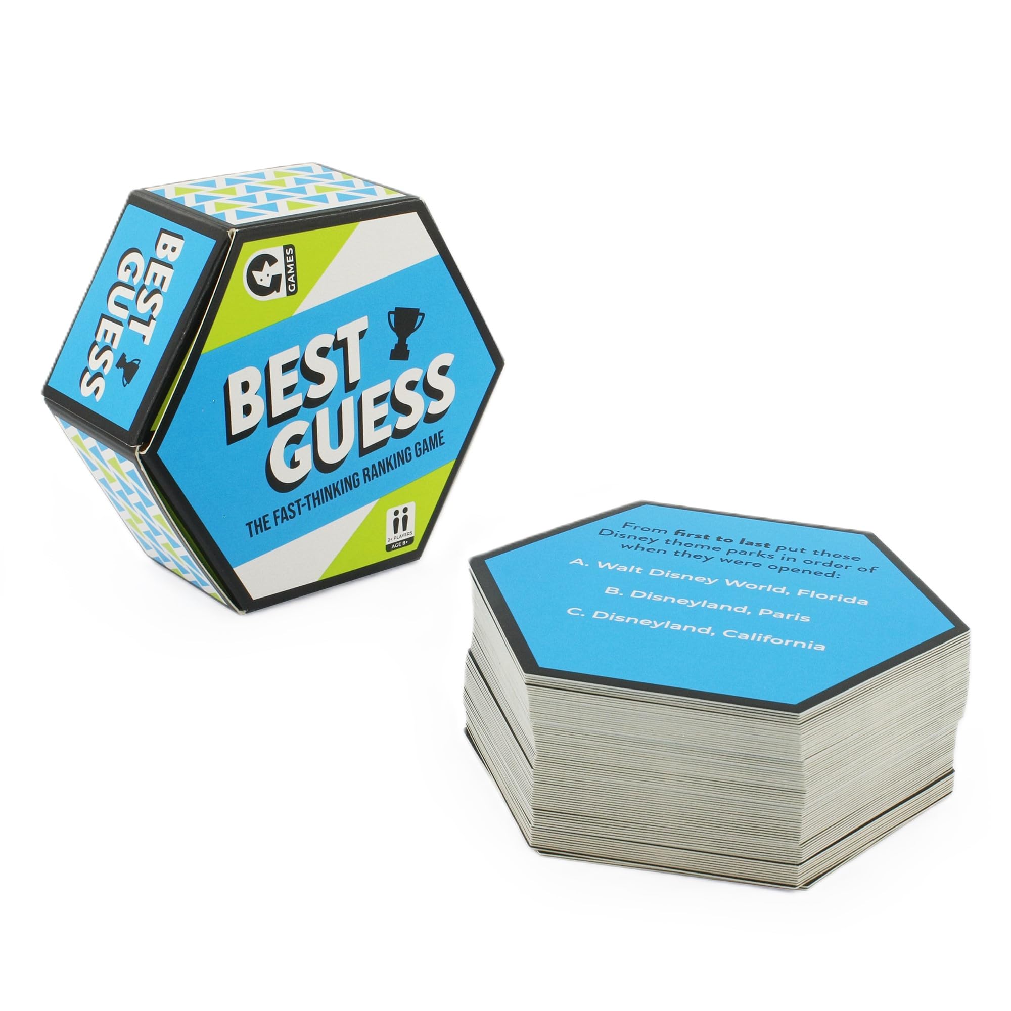 Ginger Fox Best Guess Card Games for Adults and Kids, Quick-Thinking Travel Games, Fast-Paced Fun Family Games for Game Nights, Parties, and More, Ages 8+, 80 Cards