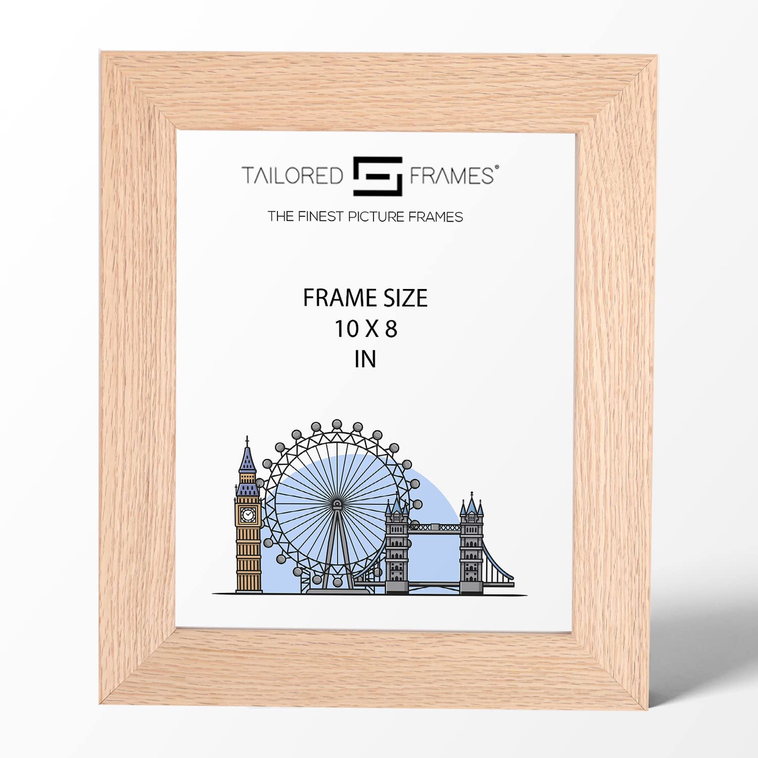 Tailored Frames Natural Oak Wood 10" x 8" Single Picture Frames | Table Top & Wall Hanging Type | Photo Frame Without Mount