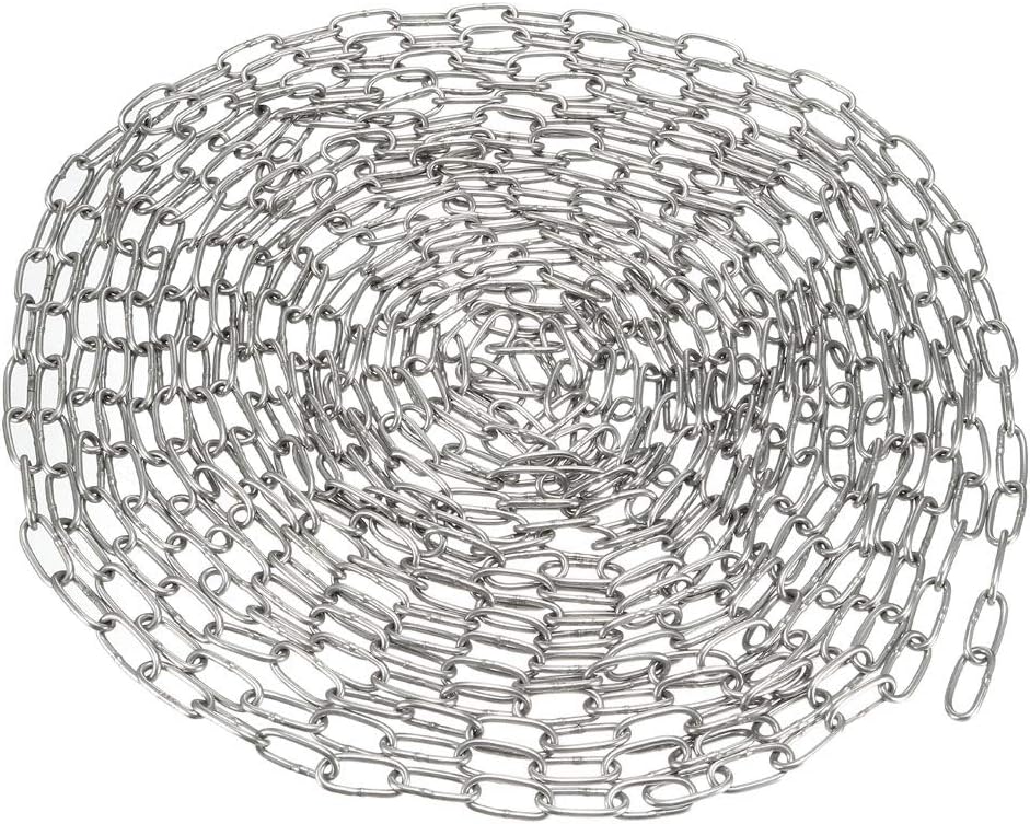 sourcing map Stainless Steel 304 Hardened Proof Coil Chain 5m Length 1.2mm Thickness Zinc Plated, 5 Meters
