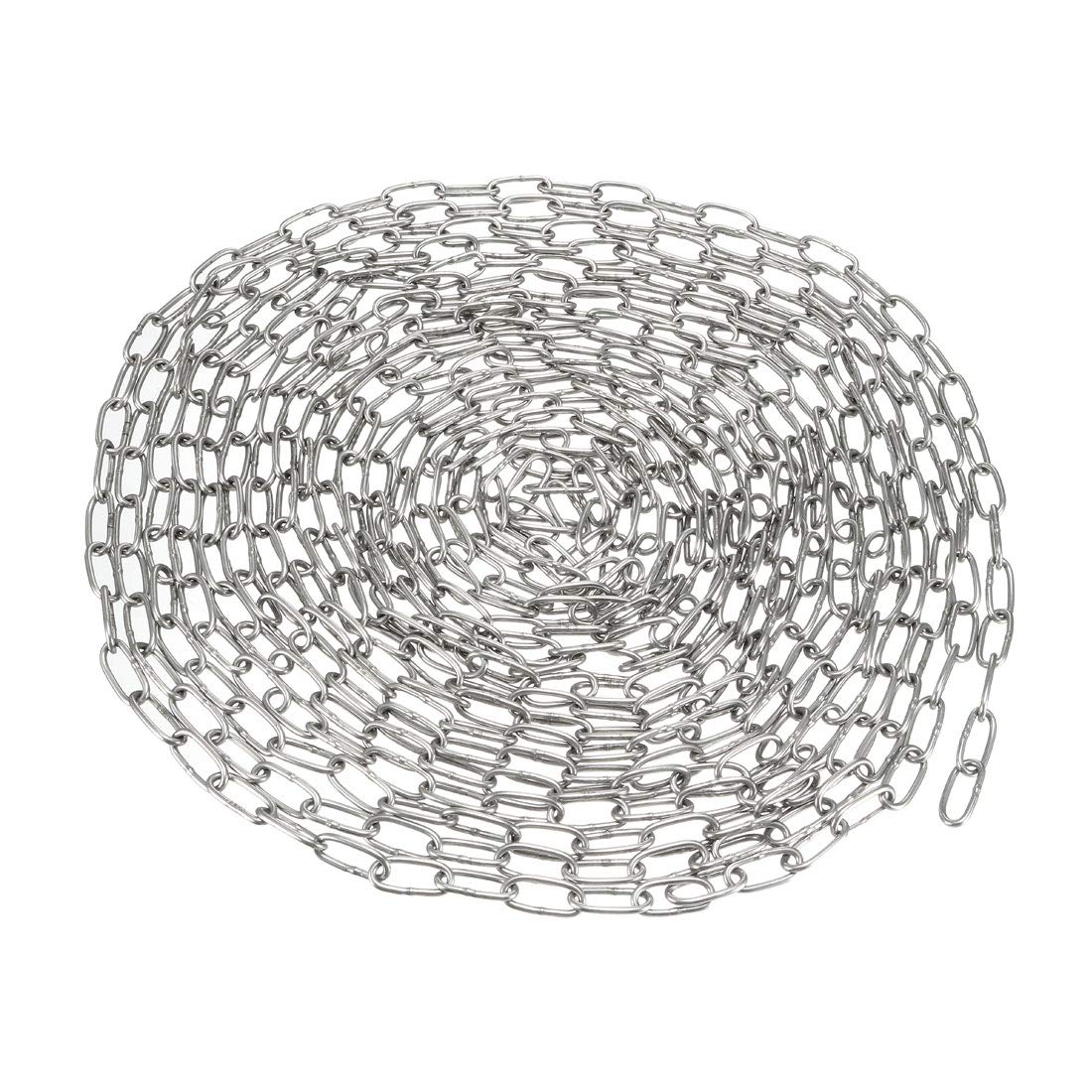 sourcing map Stainless Steel 304 Hardened Proof Coil Chain 5m Length 1.2mm Thickness Zinc Plated