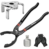 SHALL Oil Filter Removal Set, Universal 3-Jaw Oil Filter Wrench, 12 Inch Adjustable Metal Oil Filter Plier, 1/2"(F)×3/8"(M) A