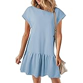 BLENCOT Womens Summer Dresses Casual Cap Sleeve Spring Ruffle Mini Sporty Sweatshirt Trendy Tshirt Dress