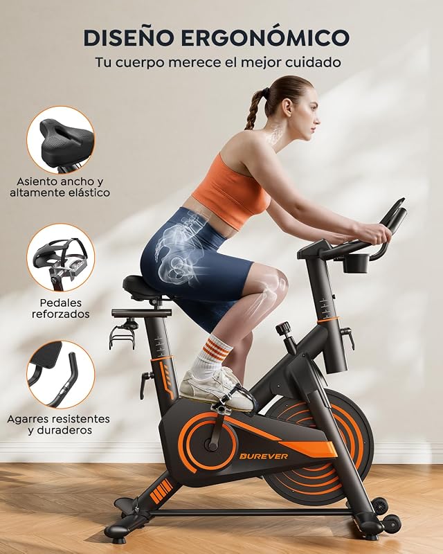 Bicicleta Estática para Casa con APP, Bicicleta estatica Silenciosa con Resistencia Magnética 0-100%, Pantalla LCD, Soporte para Mancuernas y Portavasos, Volante 15 KG, MAX 160KG verde