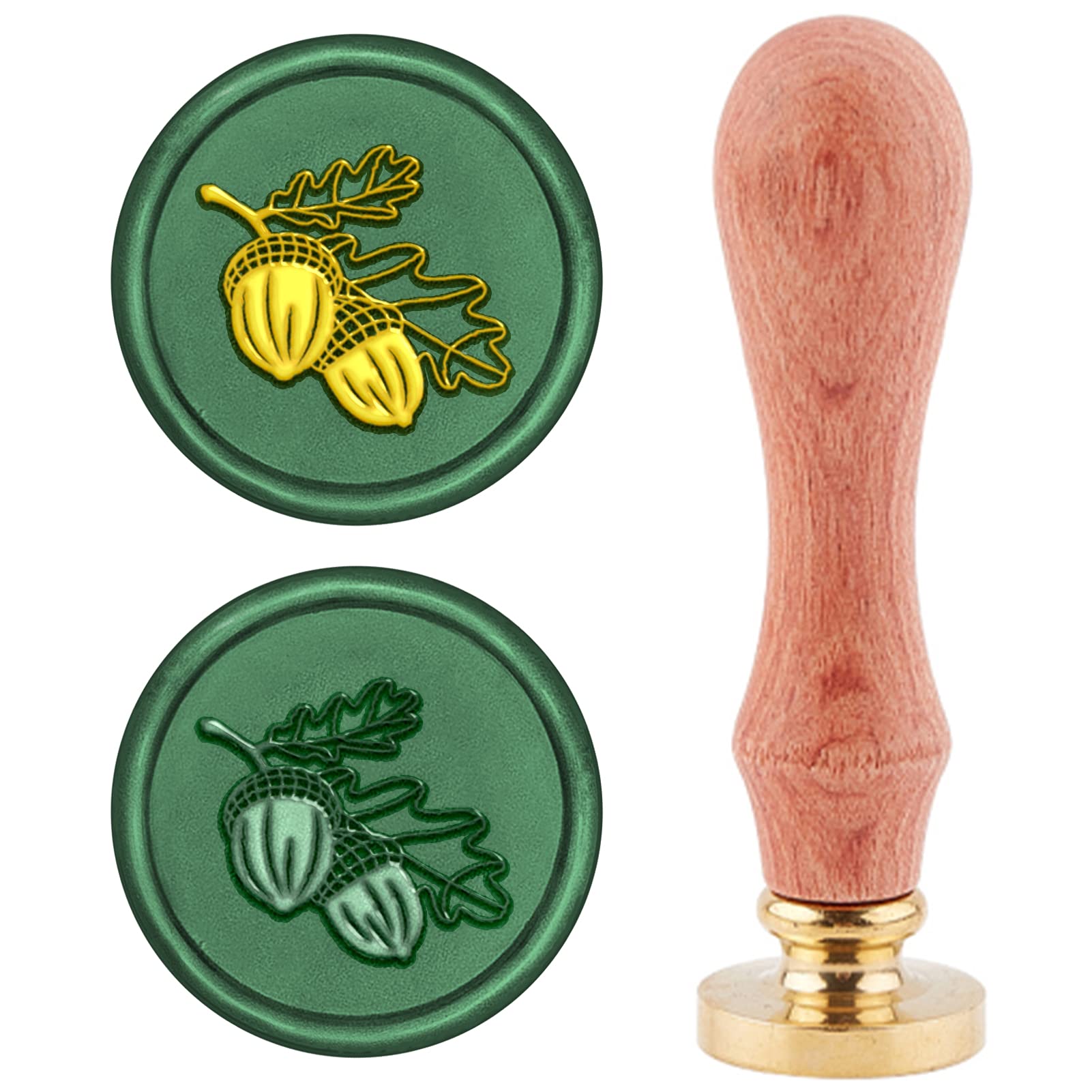 CRASPIRE Wax Seal Stamp Acorn, Sealing Wax Stamp Retro Wood Stamp Wax Seal 25mm Removable Brass Head Wood Handle for Party Invitation Envelope Greeting Card