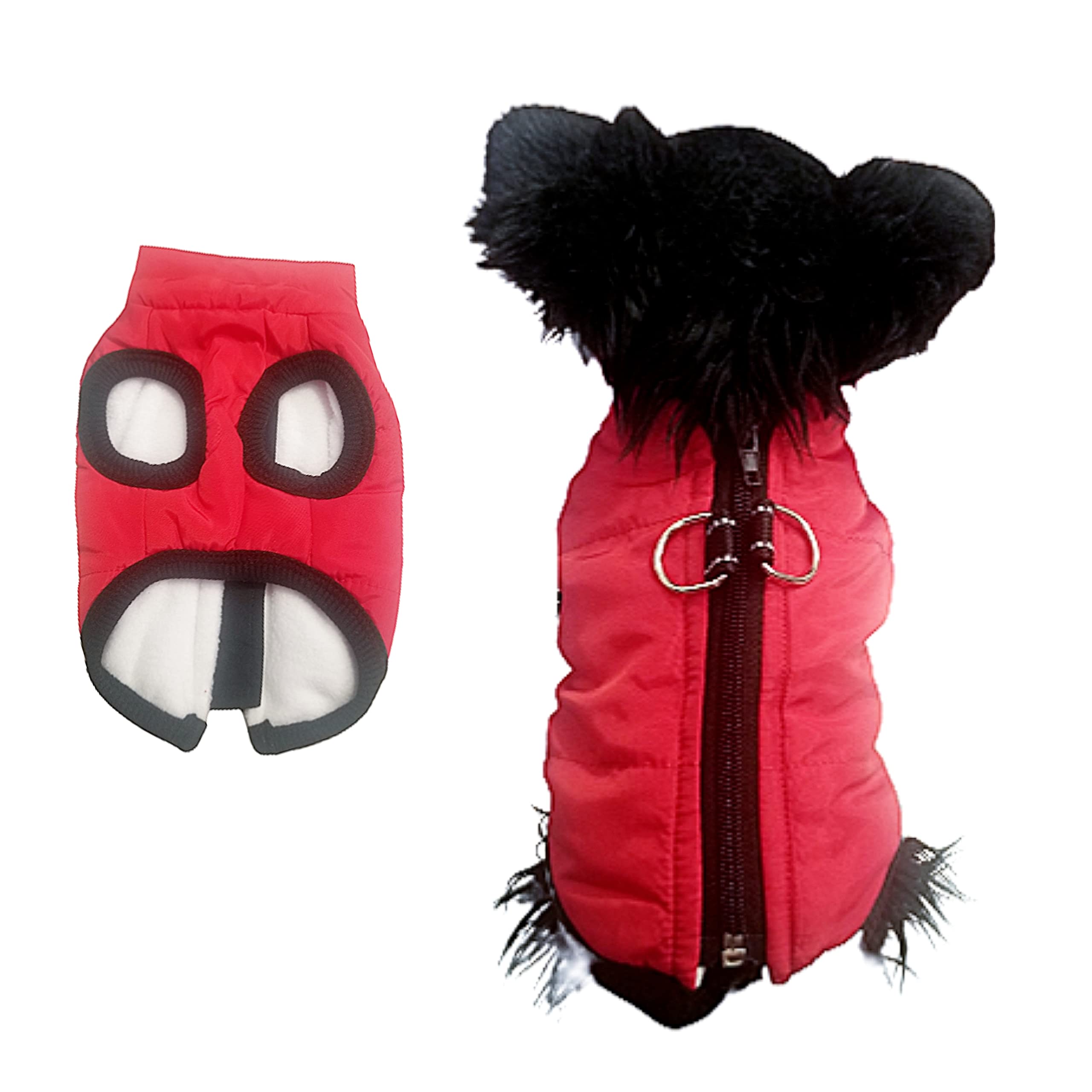 Waterproof Dog Coat (VERY SMALL FIT) Padded Fleece Zip Up Coat Chihuahua Puppy Toy Clothes Teacup Miniature Breeds (Red, SUPER Tiny XXS: Length 20cm x Chest 30cm) — image 1