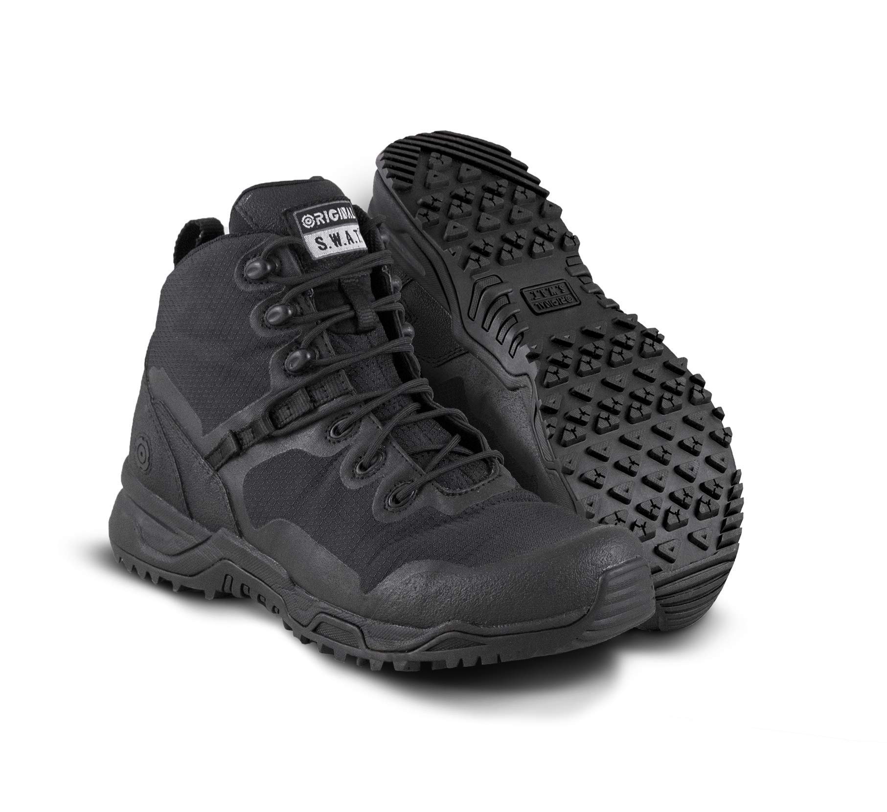 Photo 1 of Original S.W.A.T.® Alpha Fury 6" Lace-Up Work Shoes for Men – Polyester Mesh and PU Construction – Gusseted Tongue Black US Men's 8, Women's 9.5 Medium