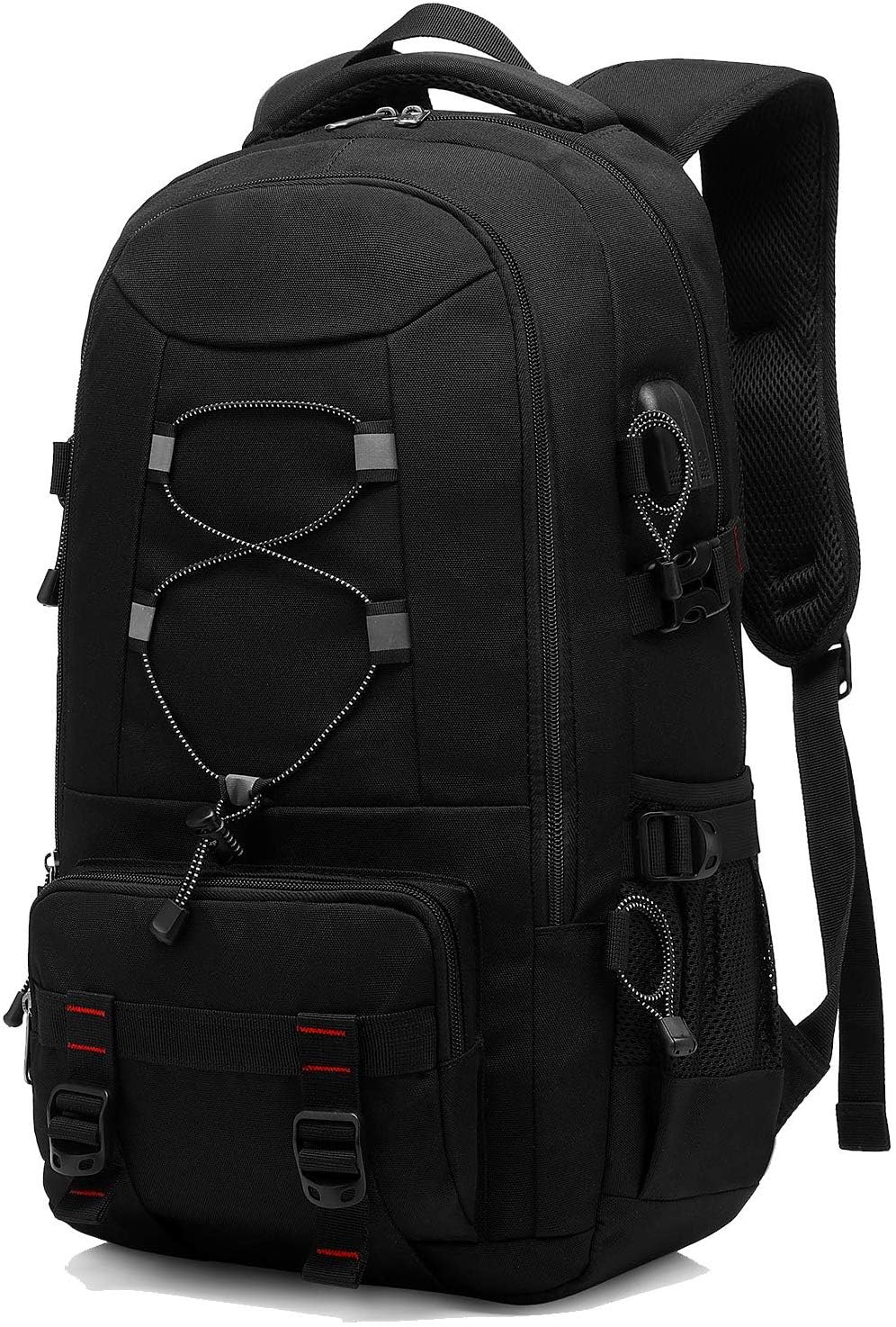 Besttravel Travel Backpack, 45L Hiking Backpacks Water Resistant Multi-functional Trekking Rucksack Travel Laptop Backpack Mens Fits 17.3 Inch Computer for Camping Climbing Cycling, Black