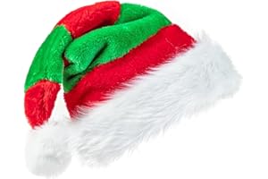 Jocomoni Christmas Santa Hat,Velvet Xmas Holiday Hat for Adults Unisex Christmas New Year Festive Party Supplies