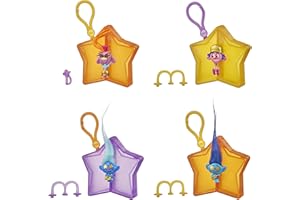 DREAMWORKS TROLLS World Tour Tiny Dancers Surprise 4-Pack Series 4, Tiny Dancers Dolls, Clips, Rings, and Glasses, Toy for Kids 4 and Up