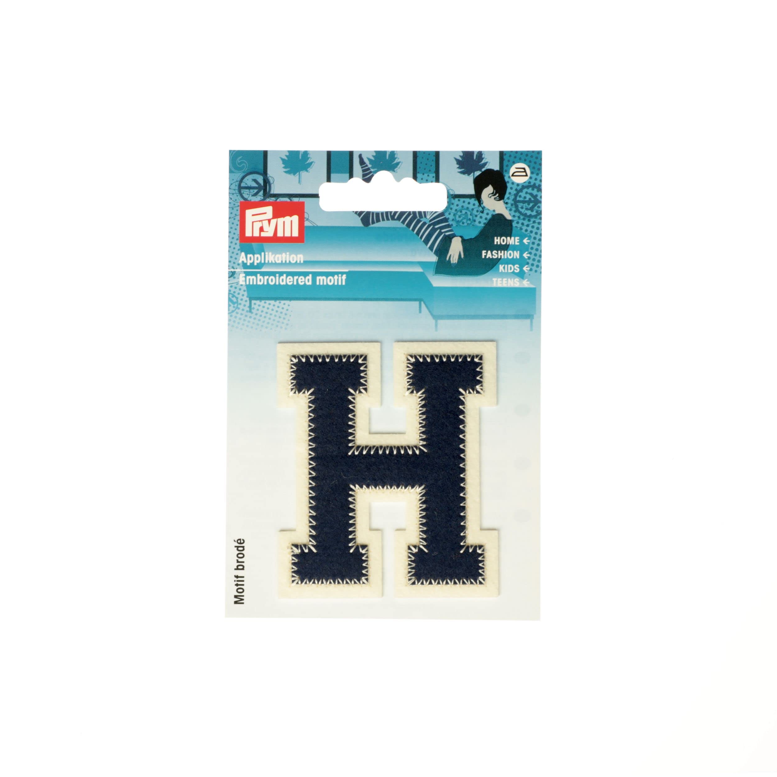 Prym 924507 Appliqué Letter H Blue/Ecru