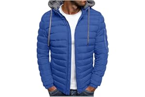 Men's Puffer Jacket Lightweight Quilted Hooded Coat Fall Winter Insulated Jacket Water Repellent Full Zip Coat