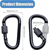 SoftcuteLee 4Pack Aluminum Carabiner D Ring Clip Heavy Duty Locking Keychain view 2