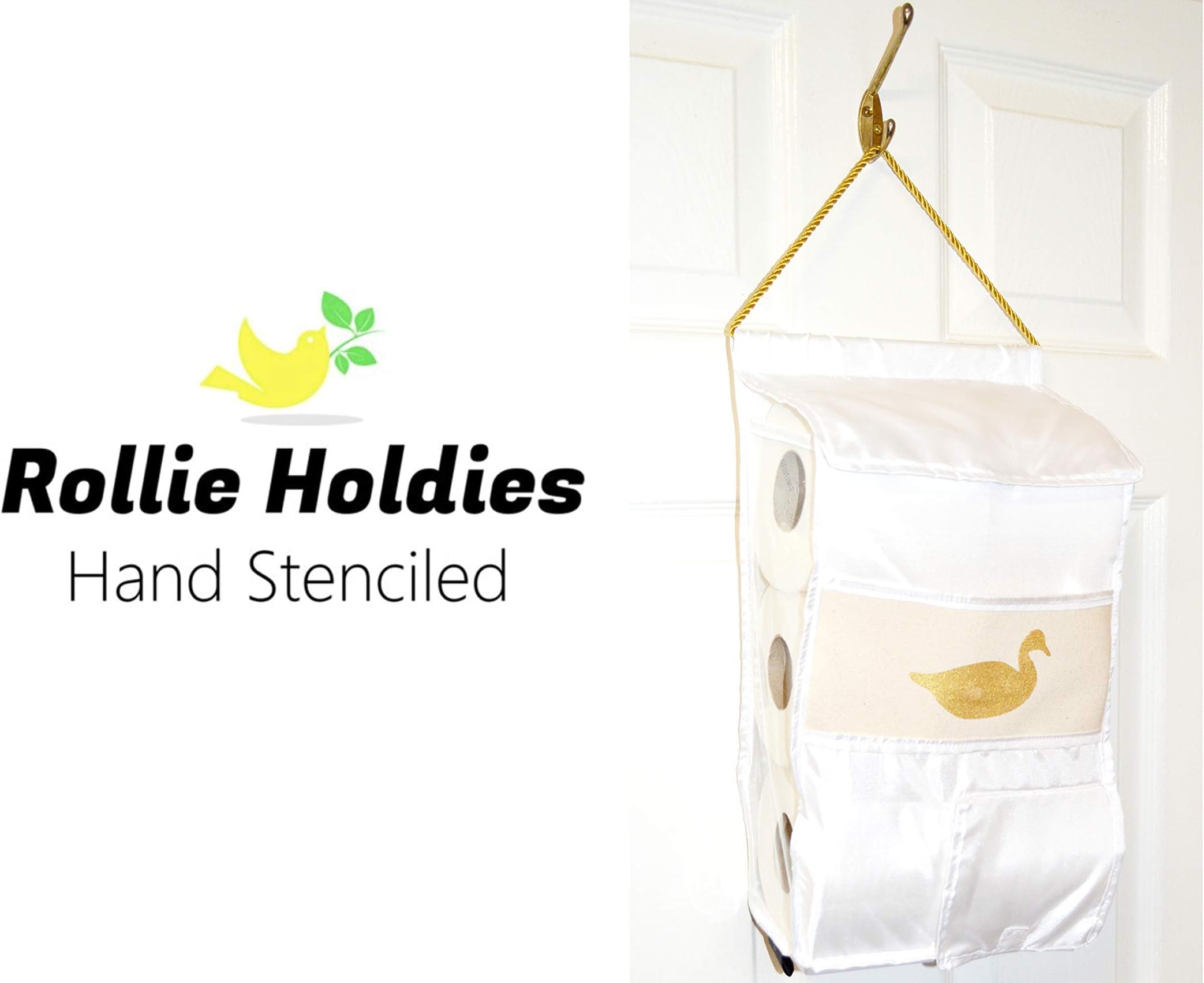 rollie holdiesRollie Holdies hanging toilet roll holder toilet roll storage dispenser hand stenciled