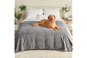 Yaning Waterproof Blanket 80"x90" for Adults, Reversible Waterproof Bed Cover for Dogs Cats Pets, Soft Leakproof Blanket for Bed Couch Sofa Furniture Protector, Grey/Light Grey