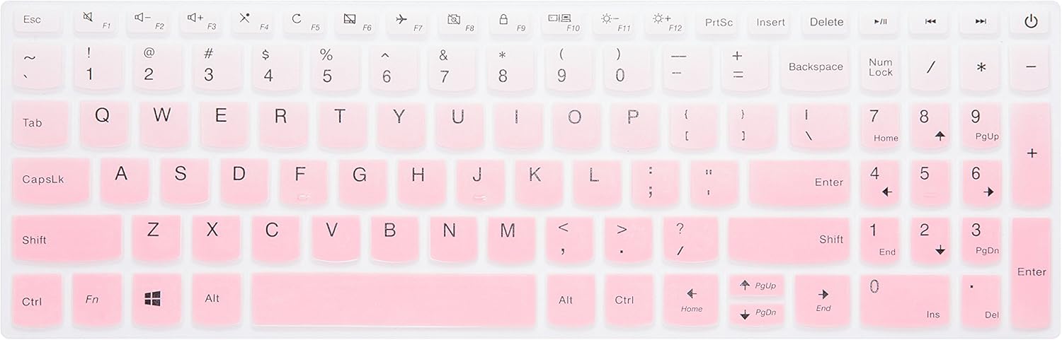 Keyboard Cover for Lenovo Yoga C740 C940 15, ThinkBook 15, ideapad 320 330 15.6/17.3, ideapad 3 330s 15.6/17.3, ideapad 520/S145 S340 S540 S740 15.6", ideapad L340 15.6/17.3" Laptop - Gradual Pink