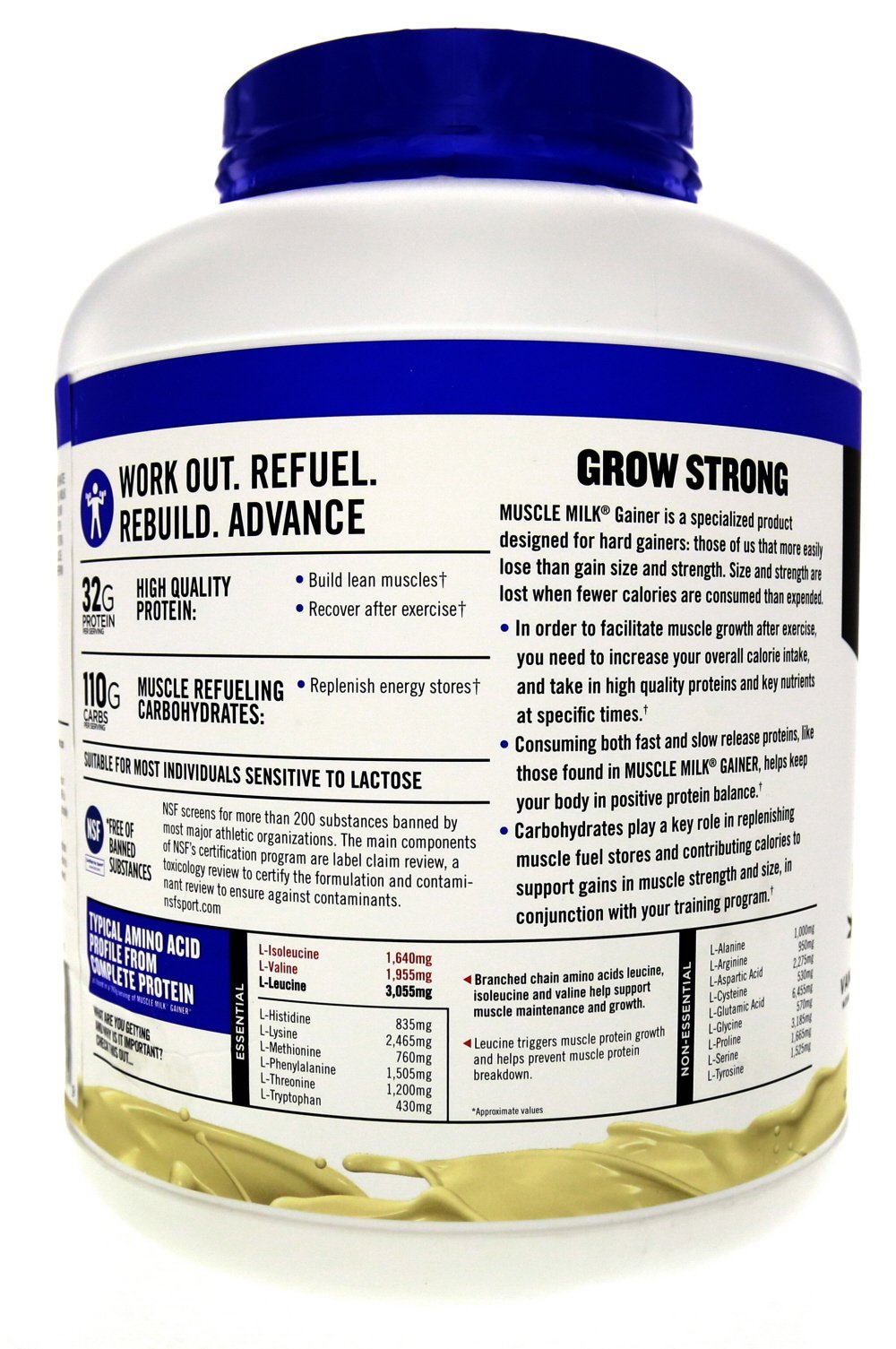 Muscle Milk Gainer Protein Powder, Vanilla Creme, 32g Protein, 5 Pound