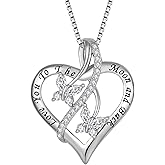 Lwsary Heart Butterfly Necklace 925 Sterling Silver Love You to The Moon and Back Pendant Necklace Birthstone Jewelry for Women