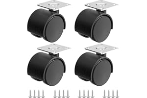 ANDUTEES 2 Inch Casters Set of 4, Plastic Wheels for Furniture, Plate Swivel Nylon Castor Wheels for Carts, Furniture, Planter, Baby Bed, Kitchen, Drawers, Cabinet, Table (with Stainless Steel Screws)