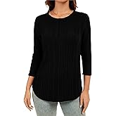 Jeqeocafy Women 3/4 Sleeve Tunic Shirt Crewneck Loose Fit Basic Pullover Tunic Top 2026 Casual Tunic