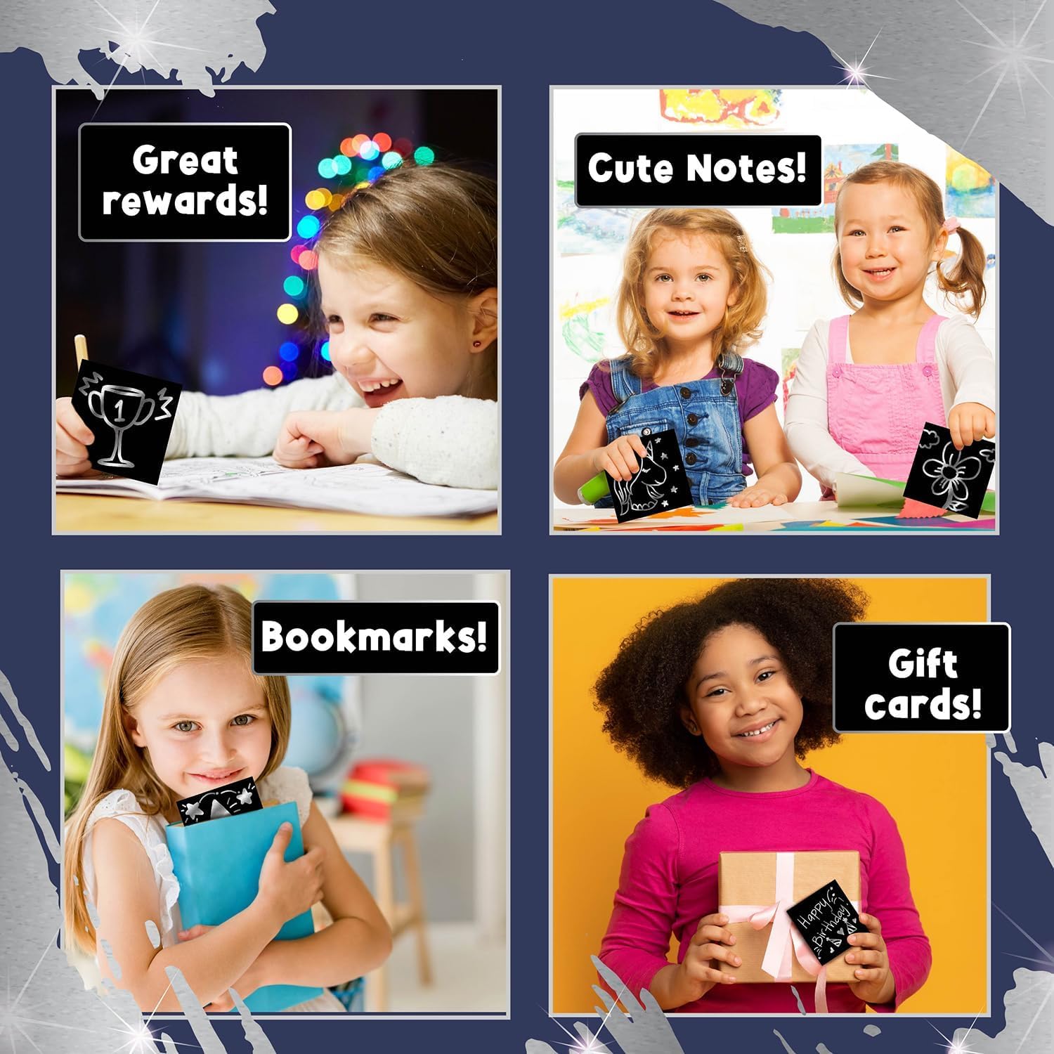 Purple Ladybug Silver Holographic Scratch Art Mini Notes - Scratch Art Notes Kids Games, Girls Stocking Stuffers for Kids, Teens, Boys, Christmas Gifts for Kid Arts & Crafts Supplies